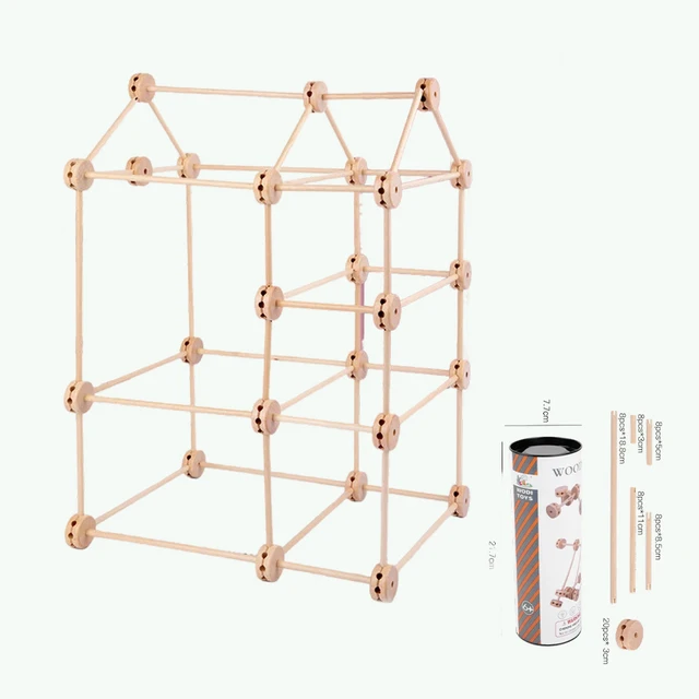 Wooden Fort Building Kit 60 Pieces DIY wooden Fort toytribe