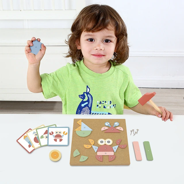 Wooden Tap Tap Toy - Nail and Hammer Toy - Cork and Nail hammering toy