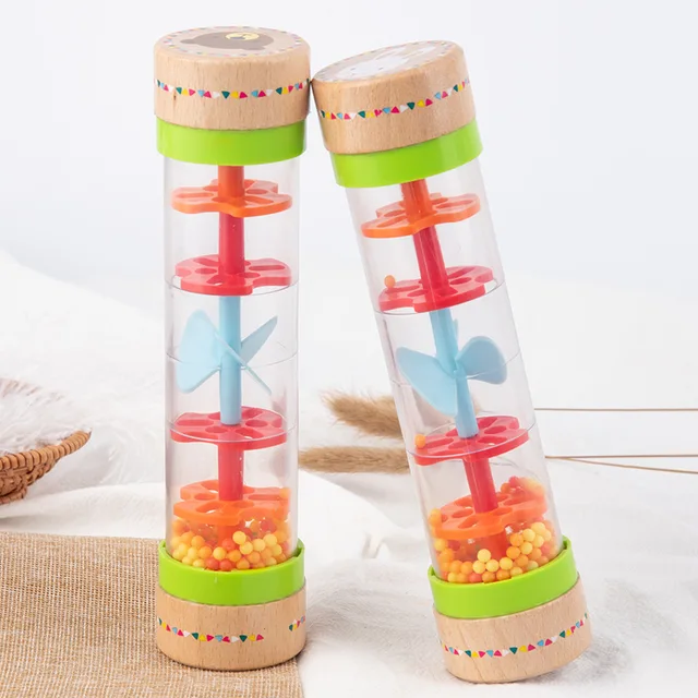 Beaded Raindrops Rattle – Wooden Rainmaker Sensory Toy for Kids
