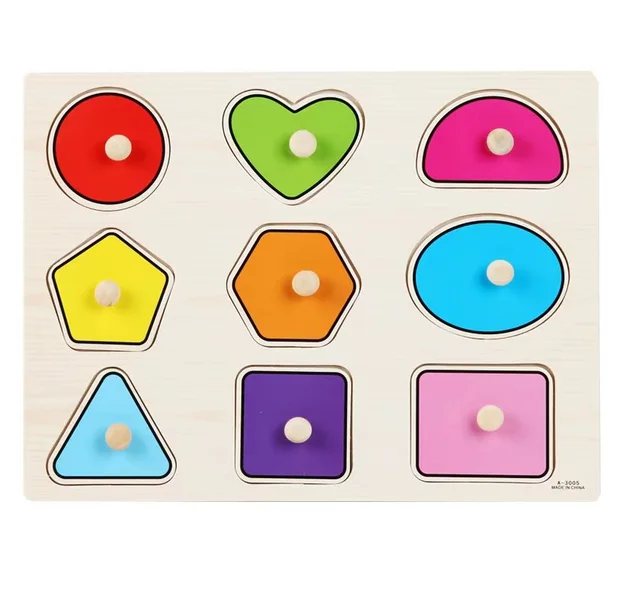 Wooden Peg Board Shape Puzzle - Shapes Puzzle - Wooden Shapes