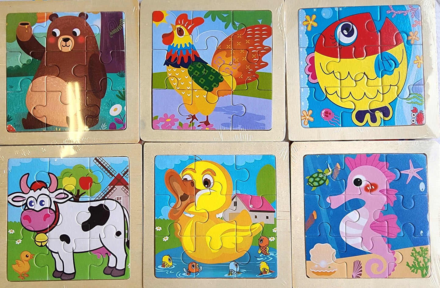 5x Wooden Jigsaw Puzzles – Fun Kids Puzzle Set
