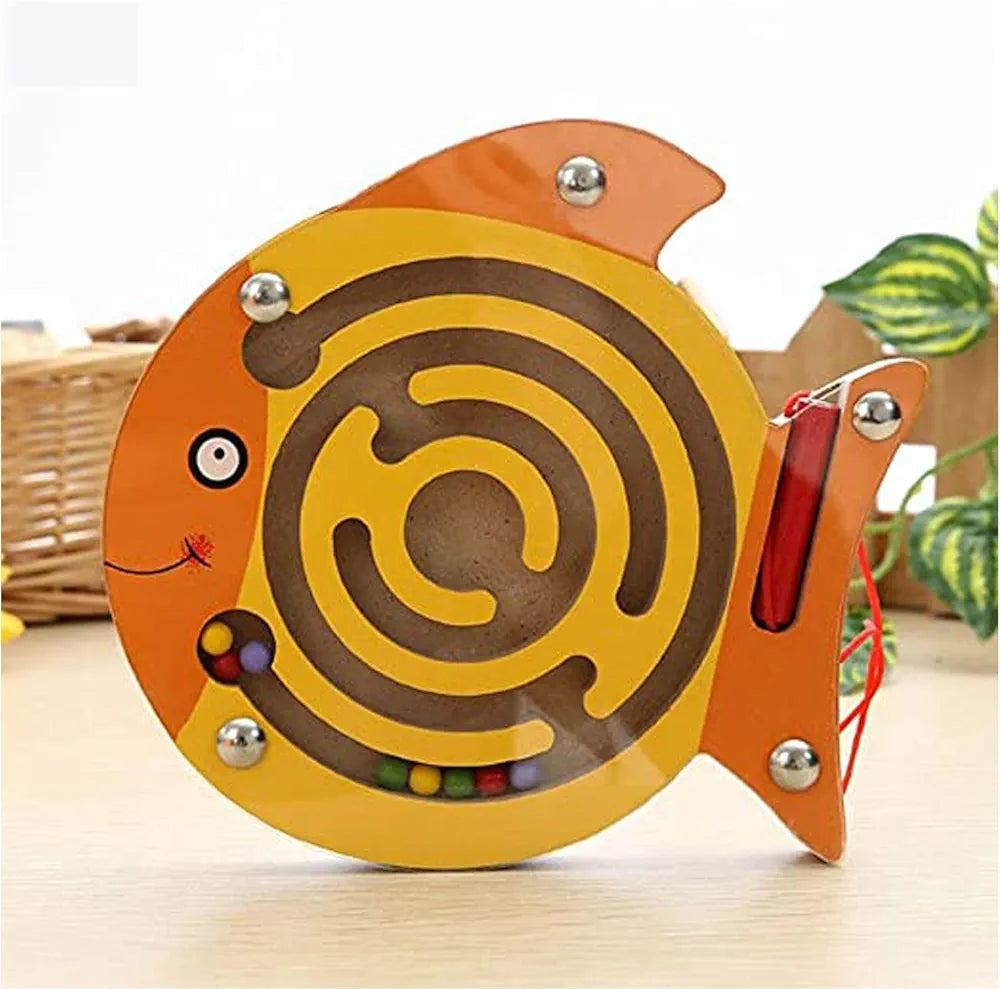 Palm-Sized Wooden Magnetic Maze Toy for Kids - Fun & Educational