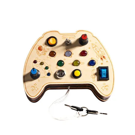 Montessori Busy Board for Toddlers – LED Lights & Interactive Learning Toy