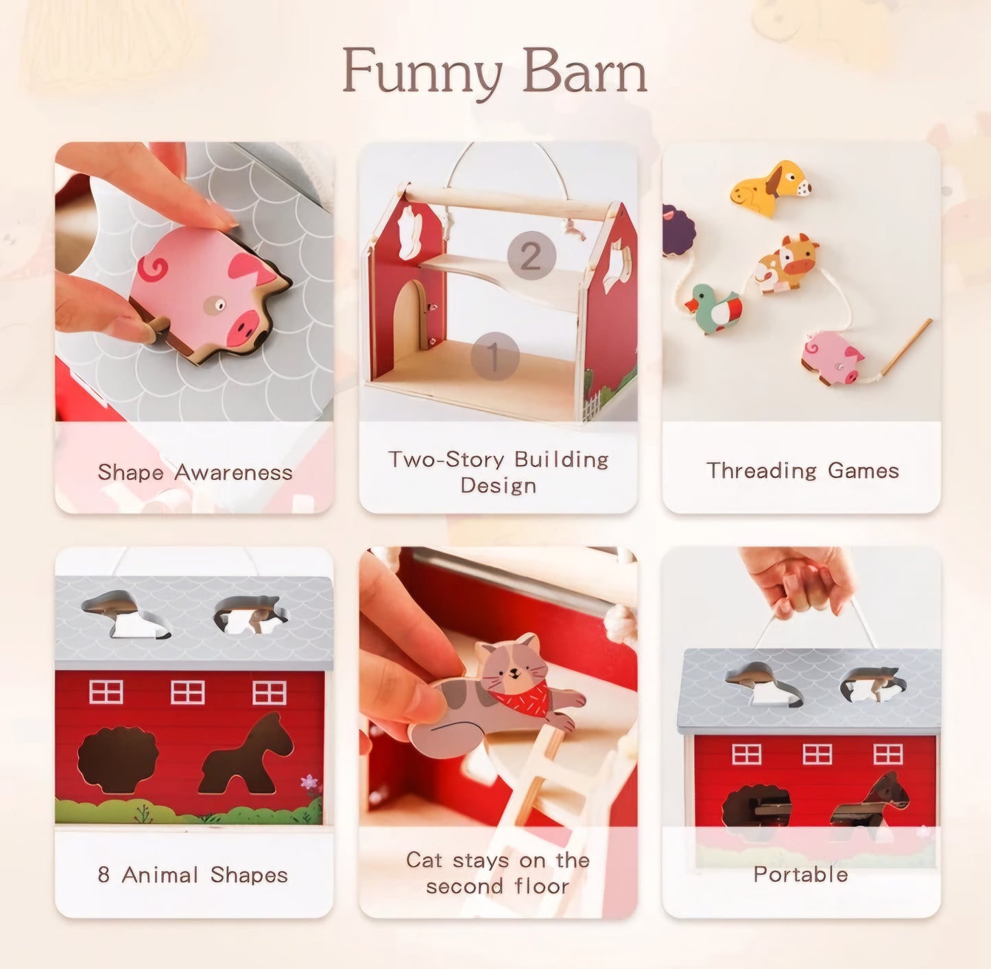 Old MacDonald's Farm Wooden Play Set & Animal Puzzle Toy for Toddlers
