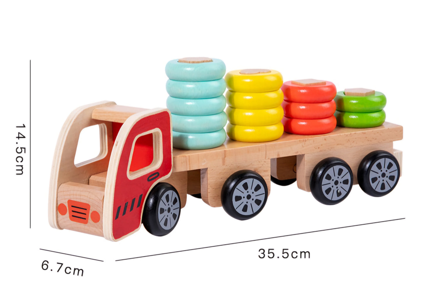 Wooden Sort and Stack Truck Toy for Toddlers - Shape & Color Sorting