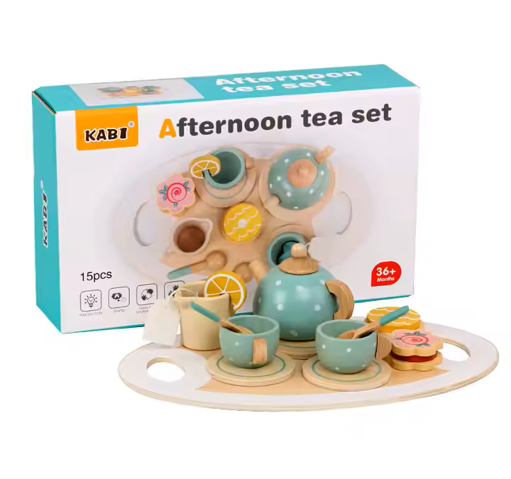 Montessori Wooden Afternoon Tea Set for Kids – 15-Piece Role Play Set for Ages 3+