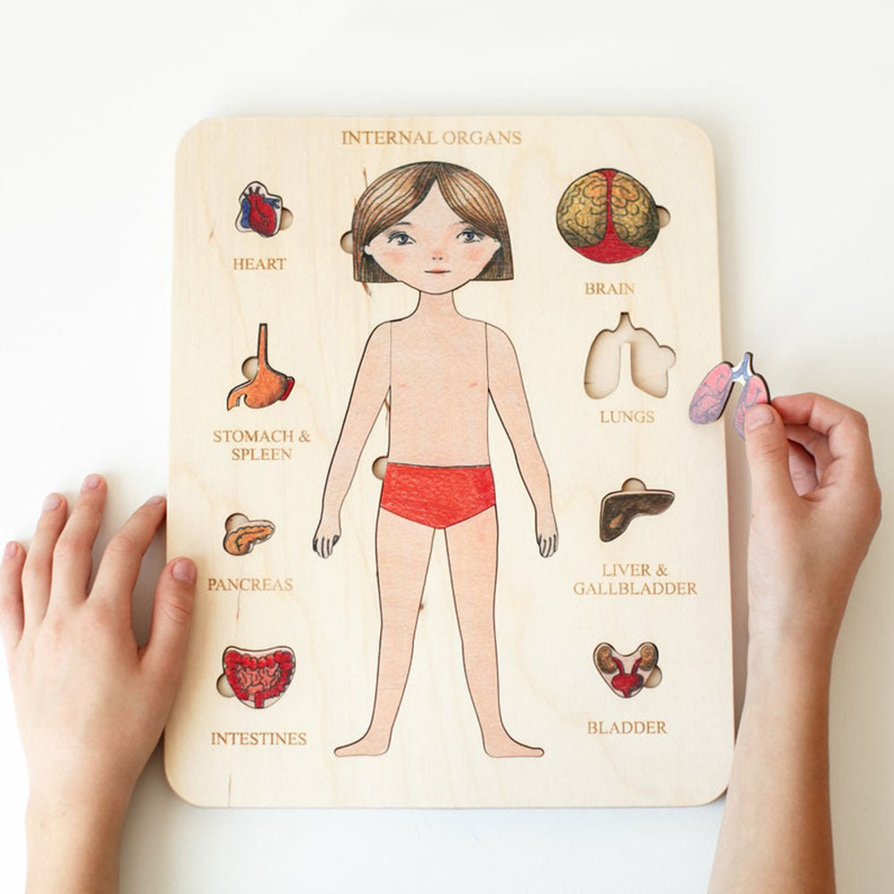 Body Parts Educational Puzzle – Montessori Wooden Human Anatomy Puzzle for Kids