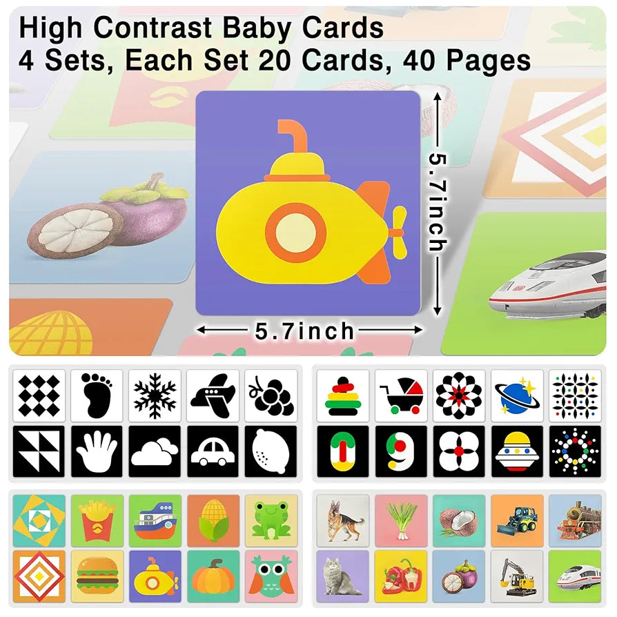 High-Contrast Baby Sensory Cards - Ideal for Early Visual Stimulation