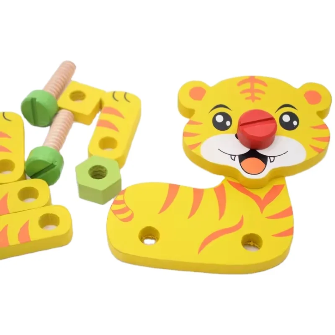 Wooden Animal DIY Construction Toy Kit – Lion & Giraffe / Tiger & Zebra | Screws & Nuts Puzzle Set for Kids (3+ Years)