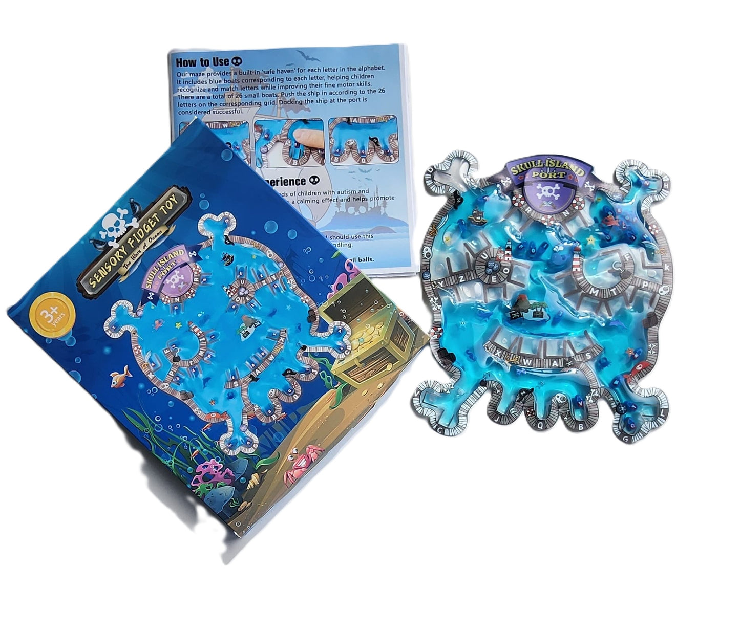 Skull Island Alphabet Sensory Gel Pad – Fine Motor & Focus Toy for Kids