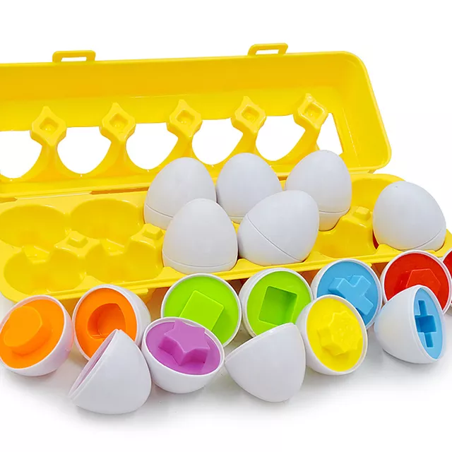 Easter Egg Color & Shape Matching Toy – 12 Piece Educational Egg Set for Toddlers
