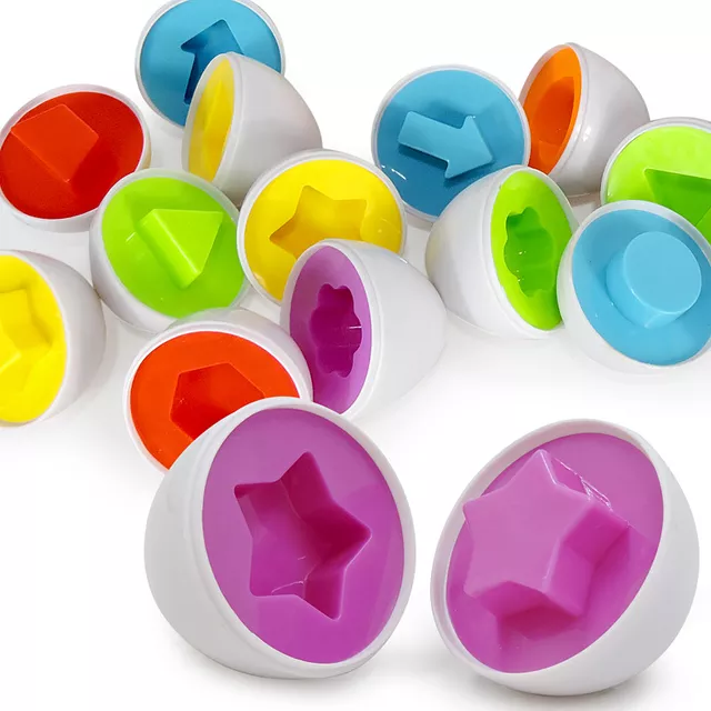 Easter Egg Color & Shape Matching Toy – 12 Piece Educational Egg Set for Toddlers