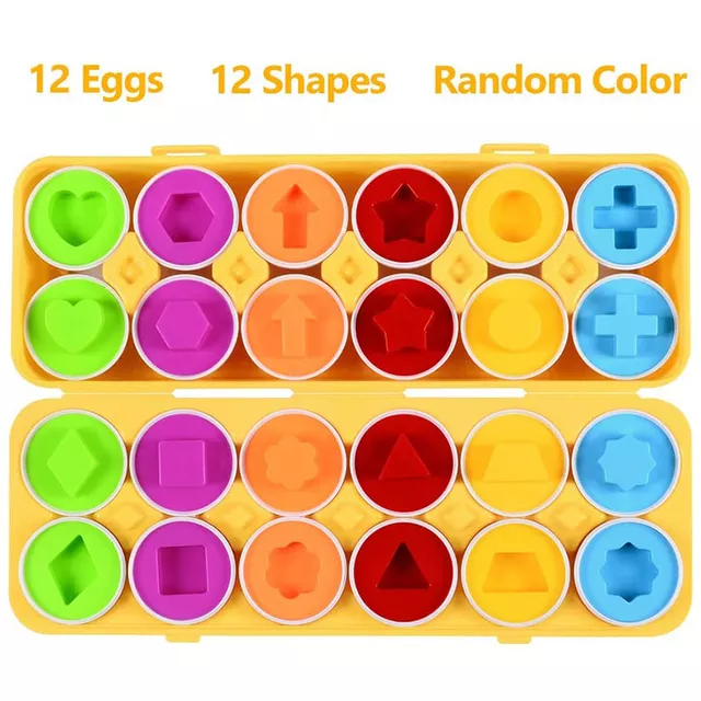 Easter Egg Color & Shape Matching Toy – 12 Piece Educational Egg Set for Toddlers