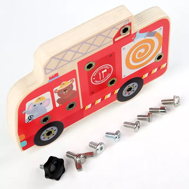 Montessori Busy Fire Truck - Screw Board