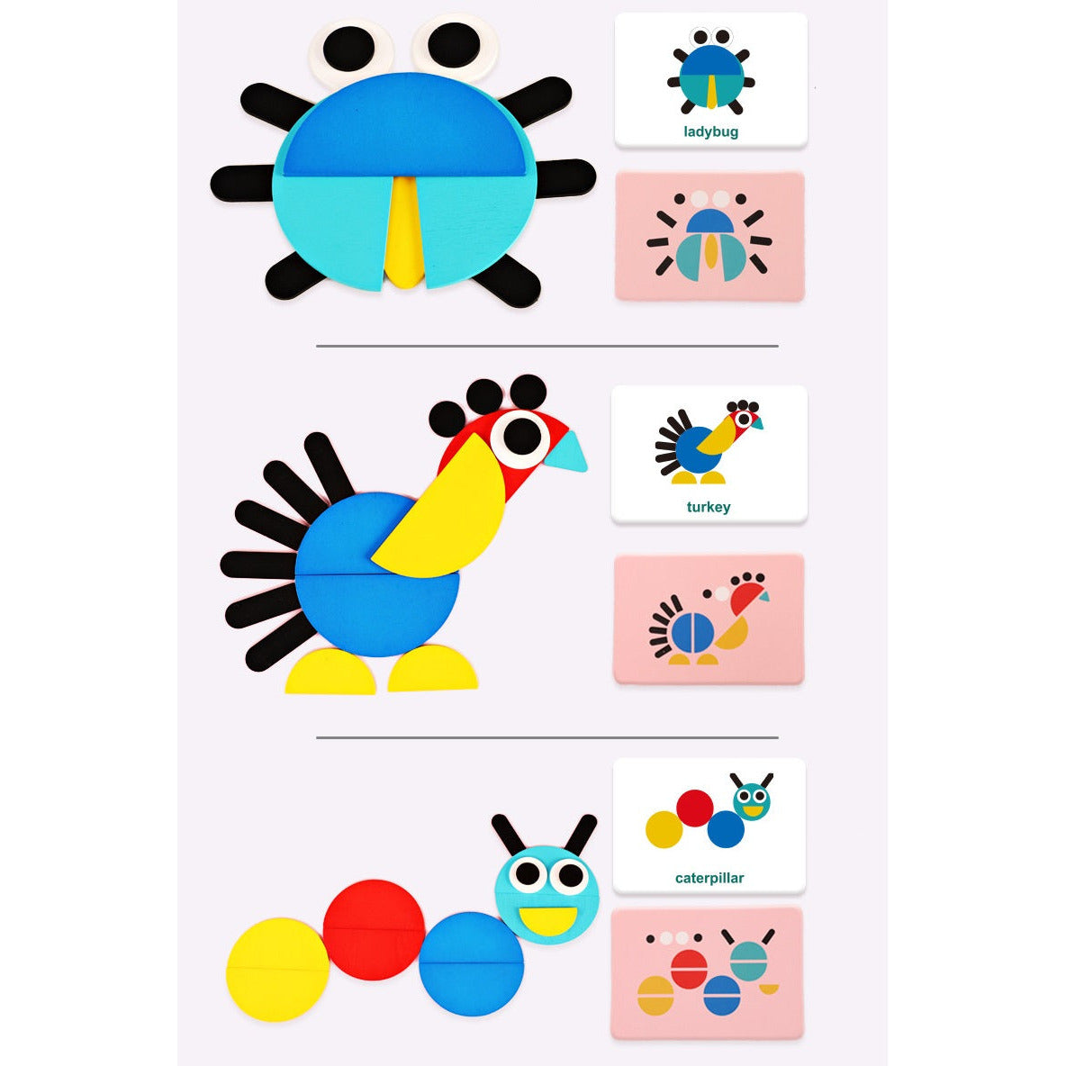 Wooden pattern and Multi Shapes puzzle Type B