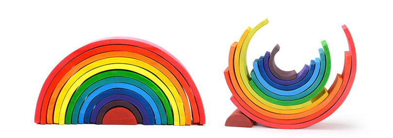 Large Wooden Rainbow Stacker – Montessori Eco-Friendly Toy for Toddlers & Kids 12pcs