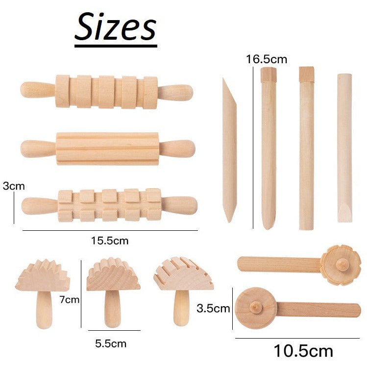 Wooden Play Dough Tool set 12pcs