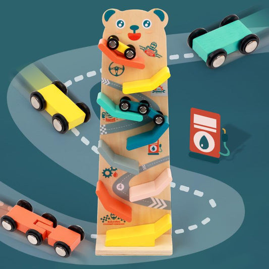 Wooden Bear Race Glider - Wooden Race Tracker - Multi-layer Car Tracks