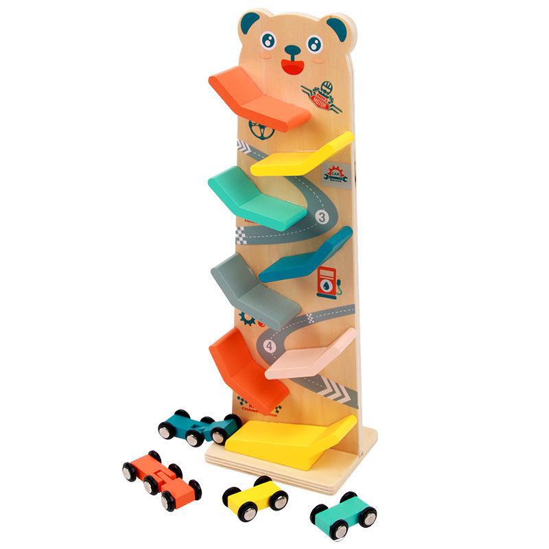 Wooden Bear Race Glider - Wooden Race Tracker - Multi-layer Car Tracks