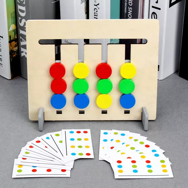 Wooden Four Color Matching Board Game - Color Matching Puzzle - Montes ...