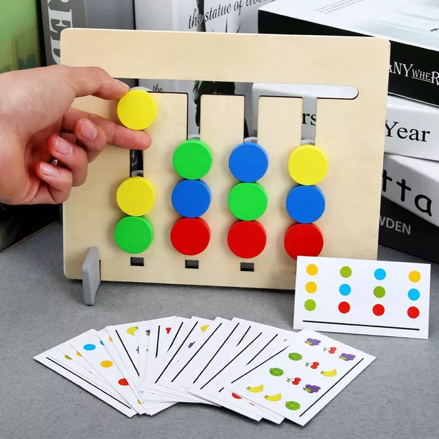 Wooden Four Color Matching Board Game - Color Matching Puzzle - Montes ...