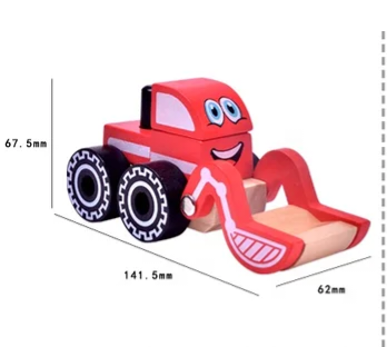 Wooden Stacking Bulldozer Toy - Wooden Construction Bulldozer