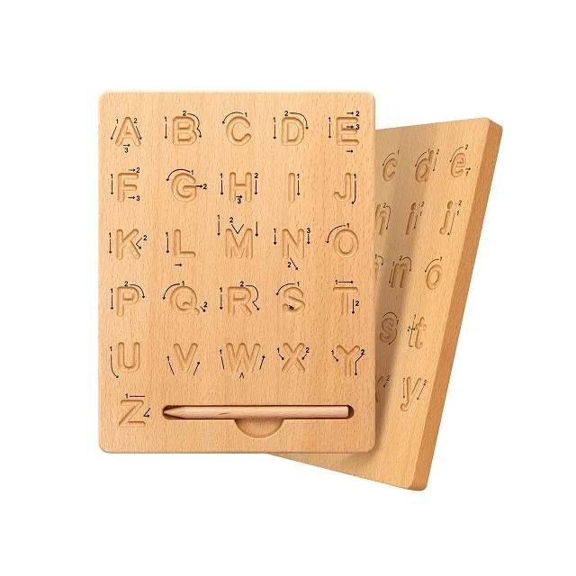 Reversible Wooden Alphabet Tracing Board - Double Sided Alphabet board ...