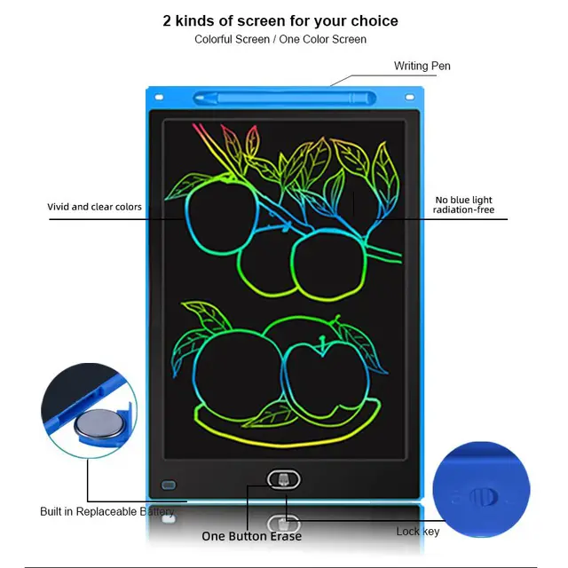 LCD Writing Tablet 12-inch – Multi-Color Digital Screen Drawing Board