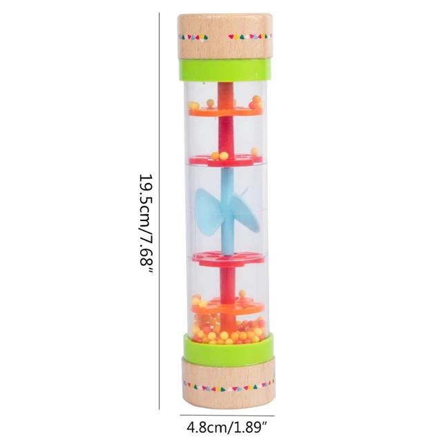 Beaded Raindrops Rattle – Wooden Rainmaker Sensory Toy for Kids