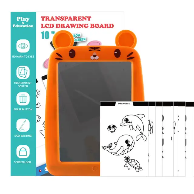 Close-up of cartoon rabbit design on LCD drawing tablet – perfect for children's creativity