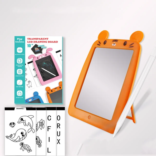 10-inch cartoon rabbit-shaped LCD drawing tablet for kids – portable and fun for creative learning