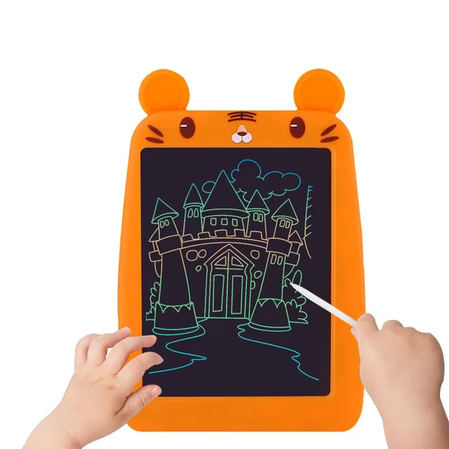 Kids using cartoon rabbit-shaped LCD drawing tablet – ideal for learning, drawing, and imaginative play