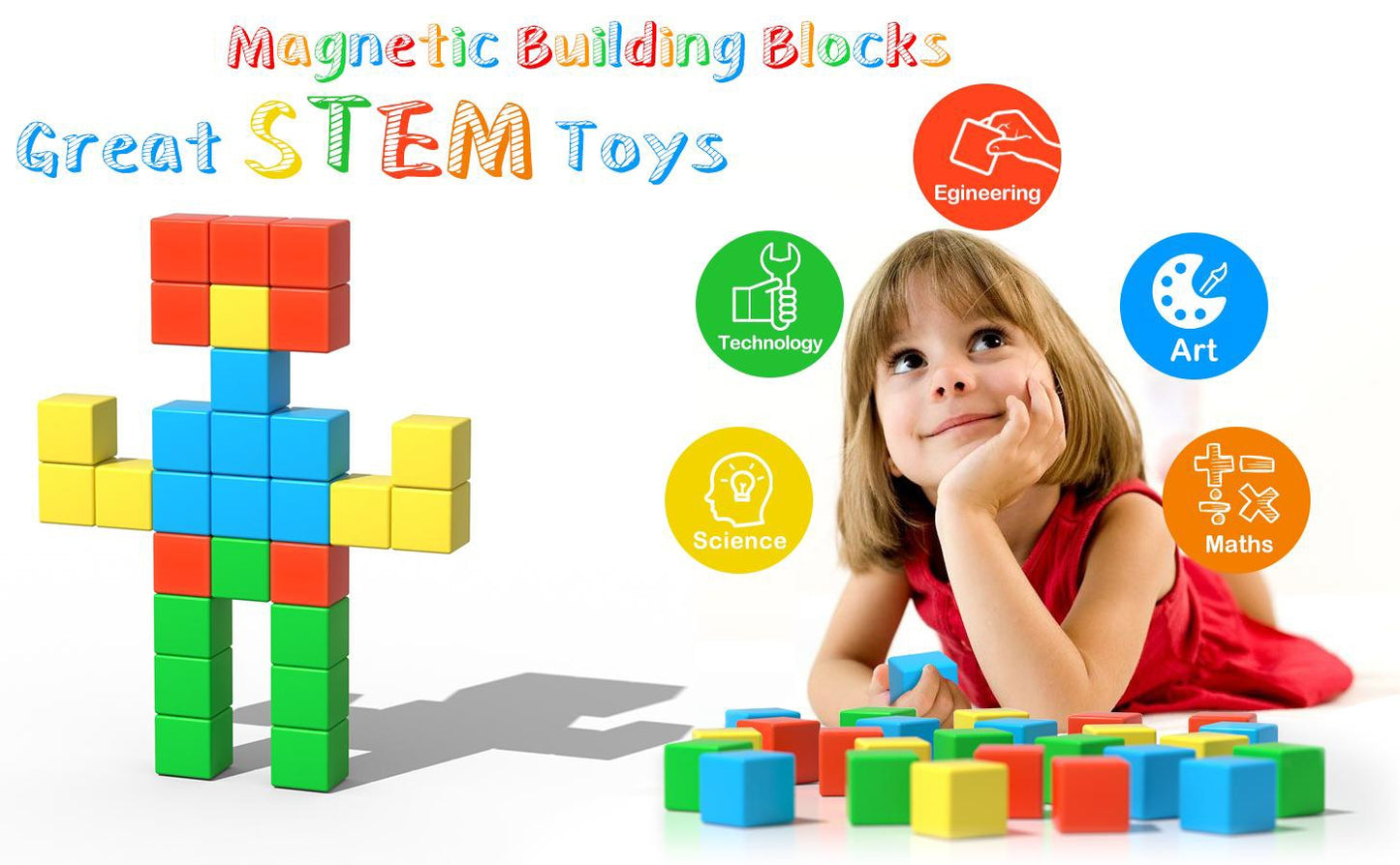 Magnetic Cubes 36pcs - Multi Colored Magnetic Cubes