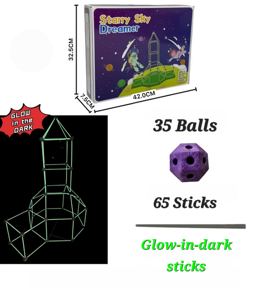 Glow-in-the-Dark Fort Building Kit for Kids - STEM Construction Toy