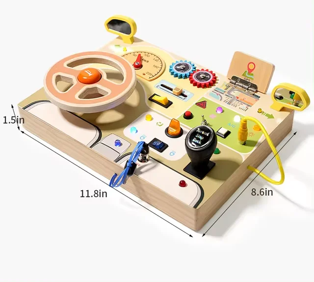 Montessori Wooden Busy Board for Toddlers – Interactive Car Toy