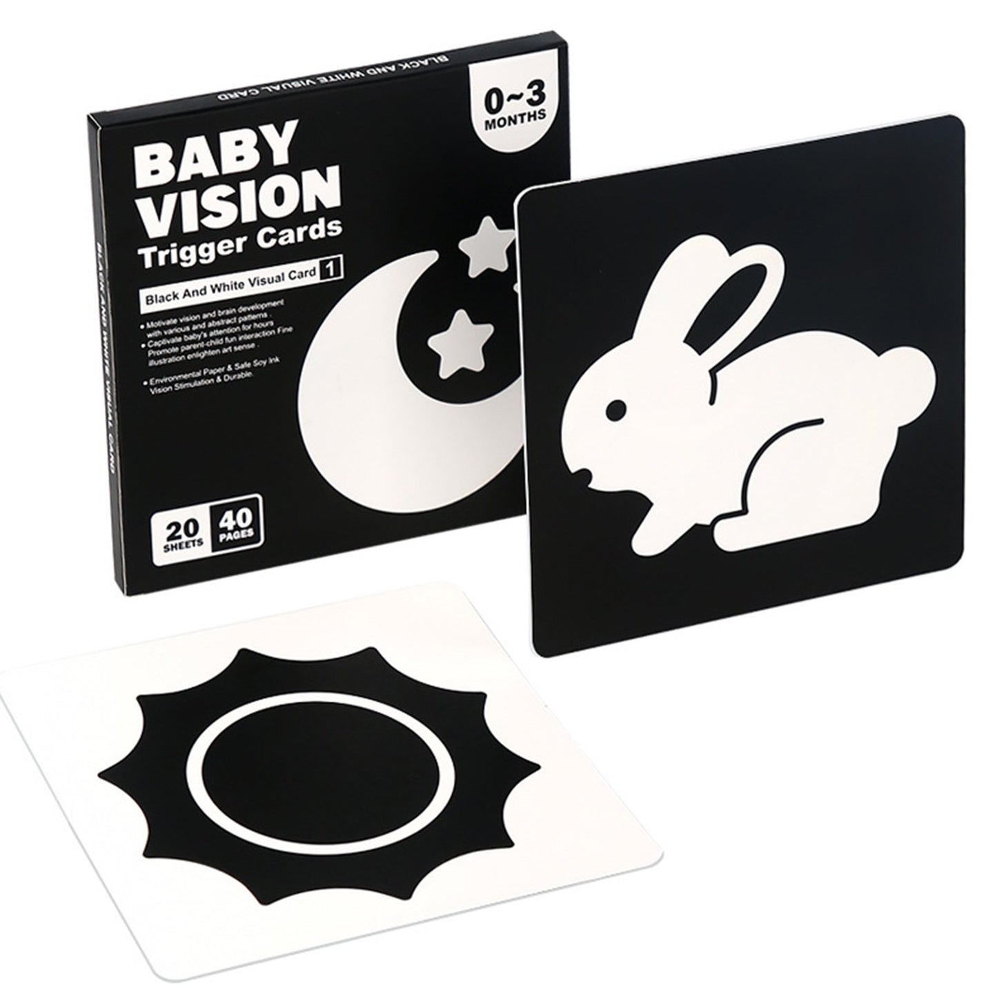 High-Contrast Baby Sensory Cards - Ideal for Early Visual Stimulation