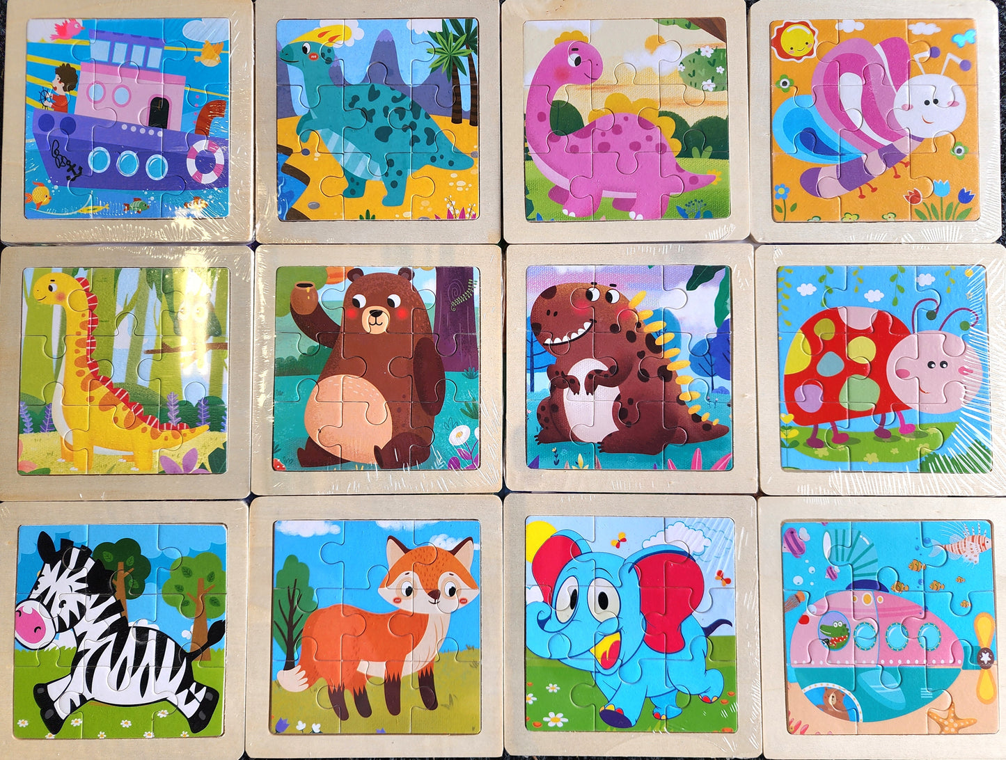 5x Wooden Jigsaw Puzzles – Fun Kids Puzzle Set