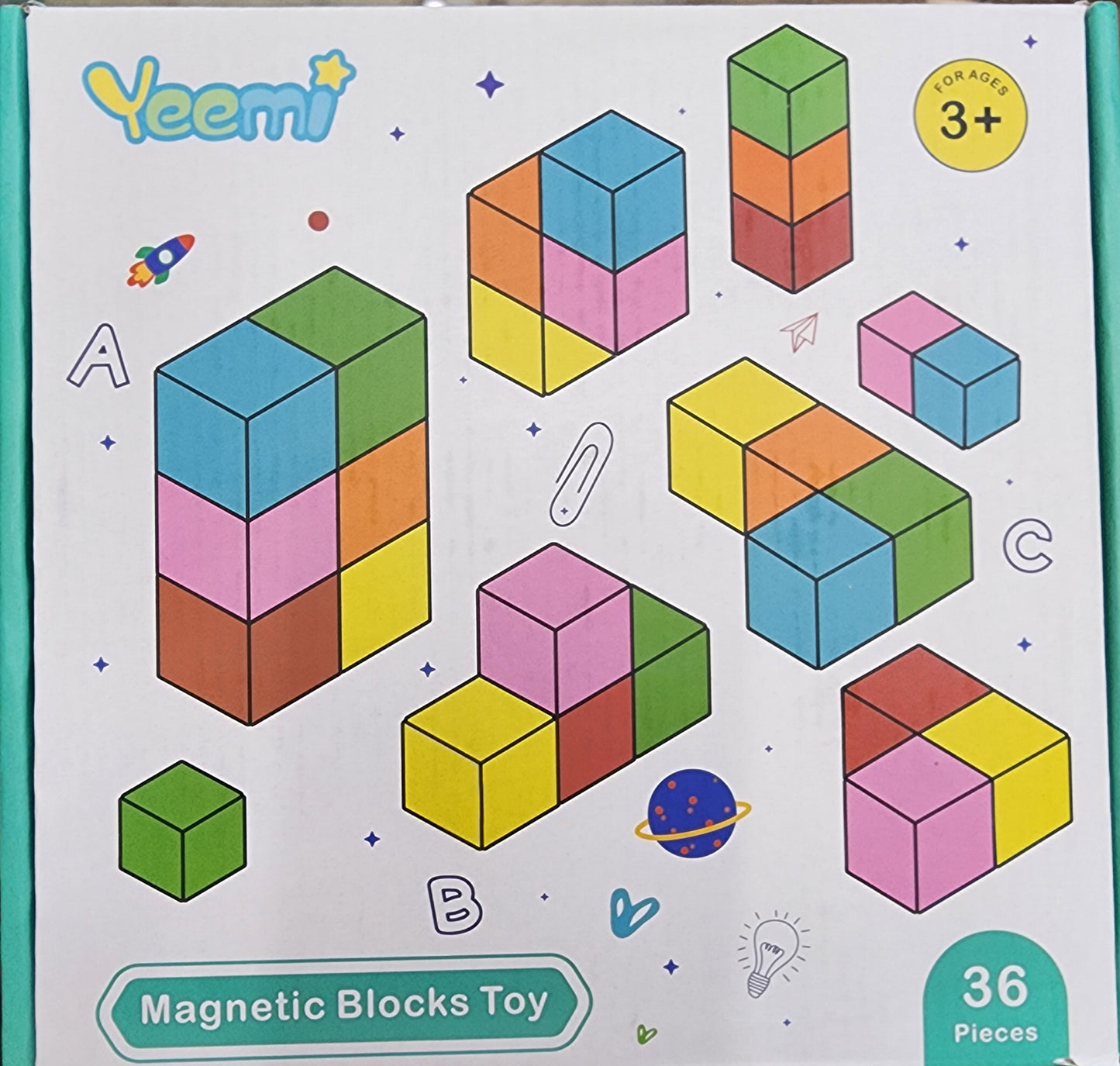 Magnetic Cubes 36pcs - Multi Colored Magnetic Cubes