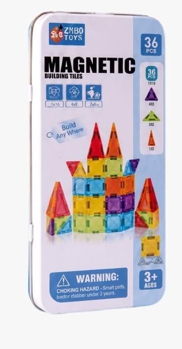 Magnetic Building Tiles 36 Piece Travel Set | 3+