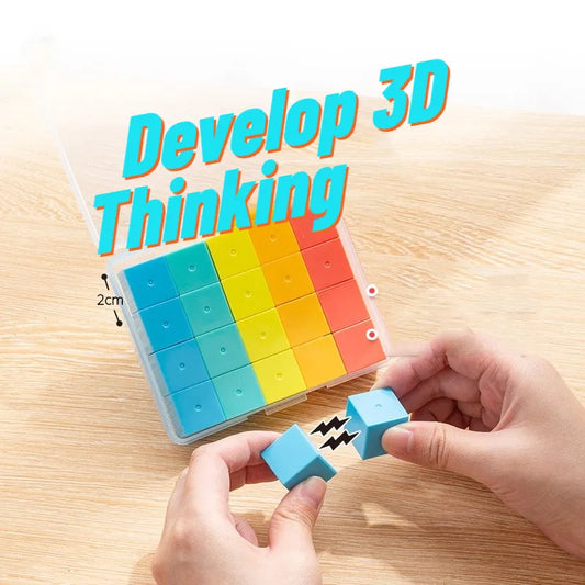 Montessori-inspired pastel magnetic stacking cubes for 3D spatial play