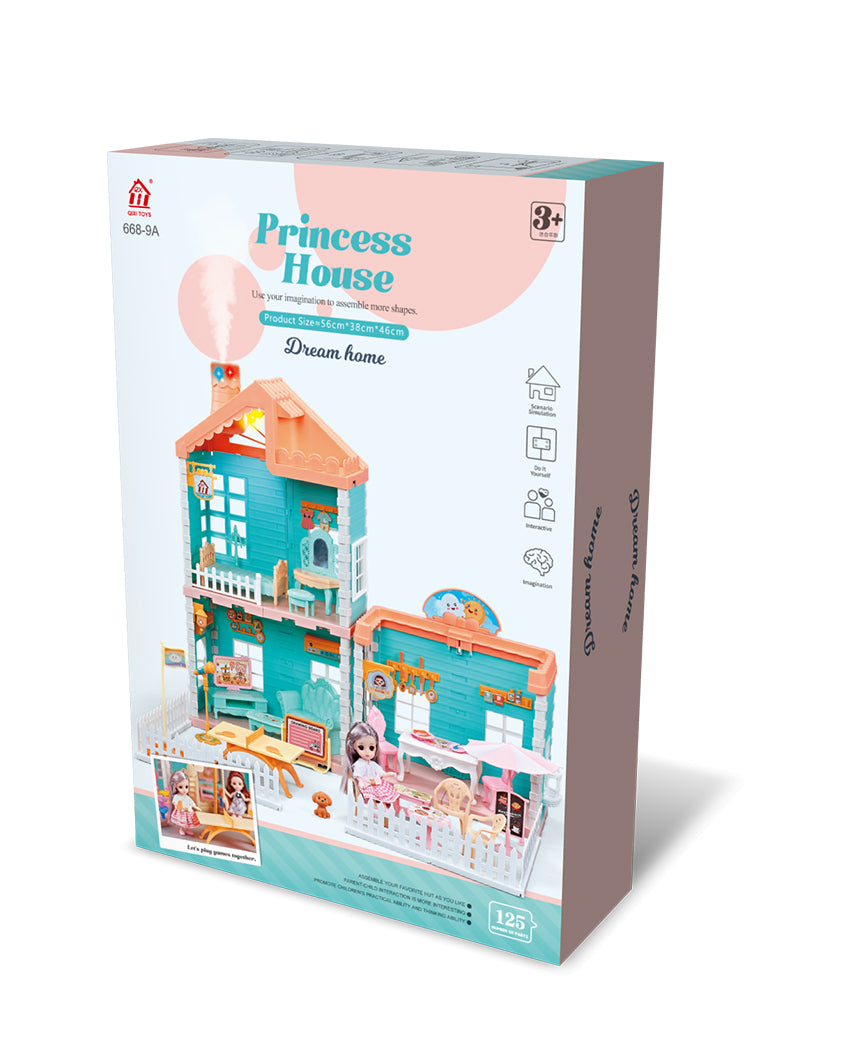 DIY Doll House Cottage – 4-Room Playset for Kids, Ages 3+