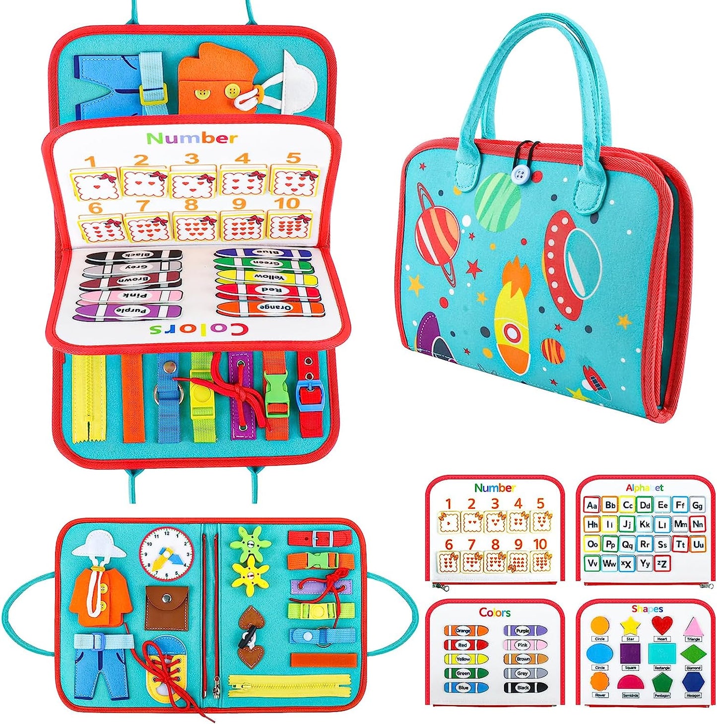Montessori Busy Book – Space Theme – Preschool Learning & Travel Toy