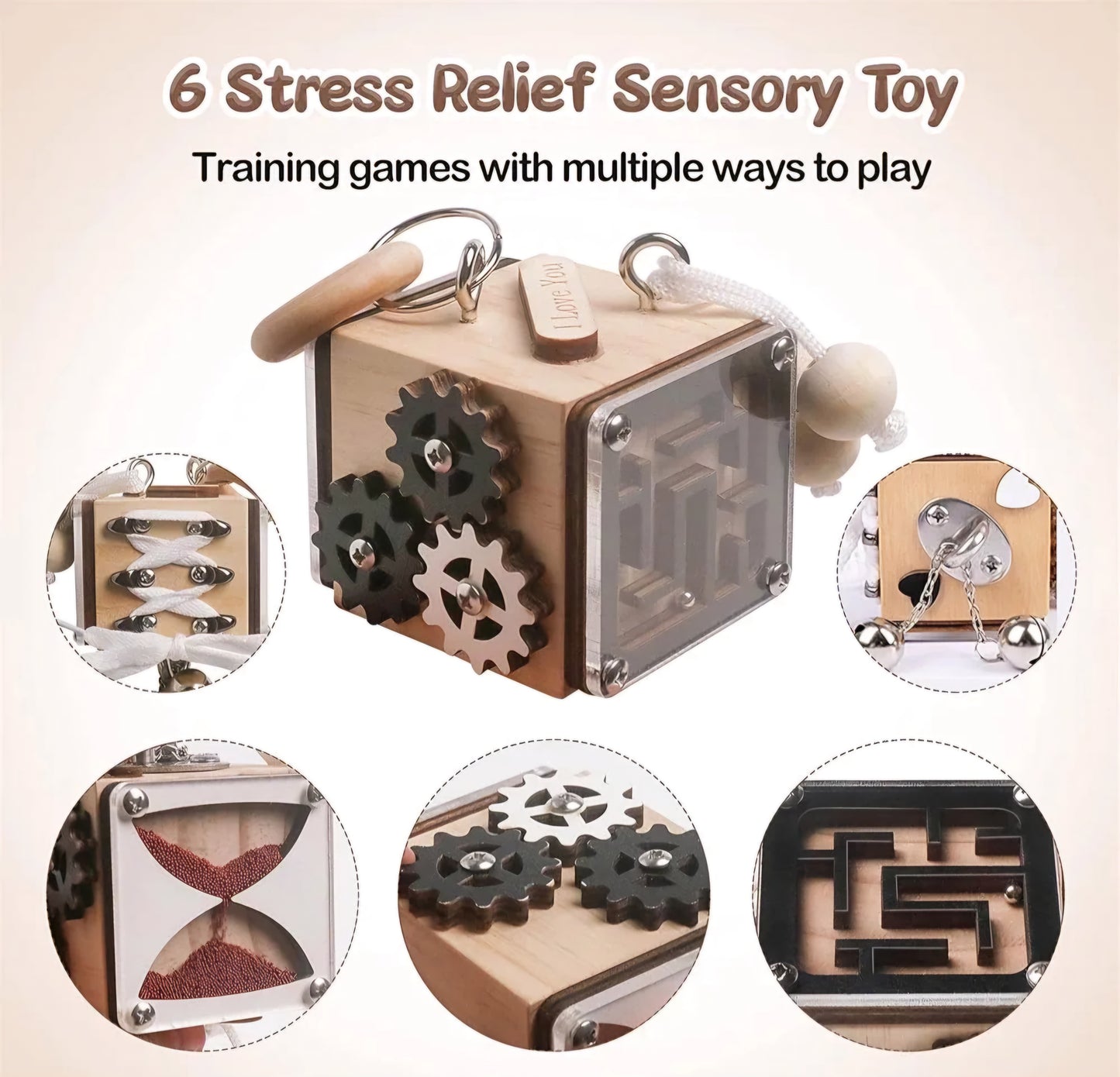 Montessori Wooden Busy Cube – Educational Toy for Kids, Portable, Fun & Developmental