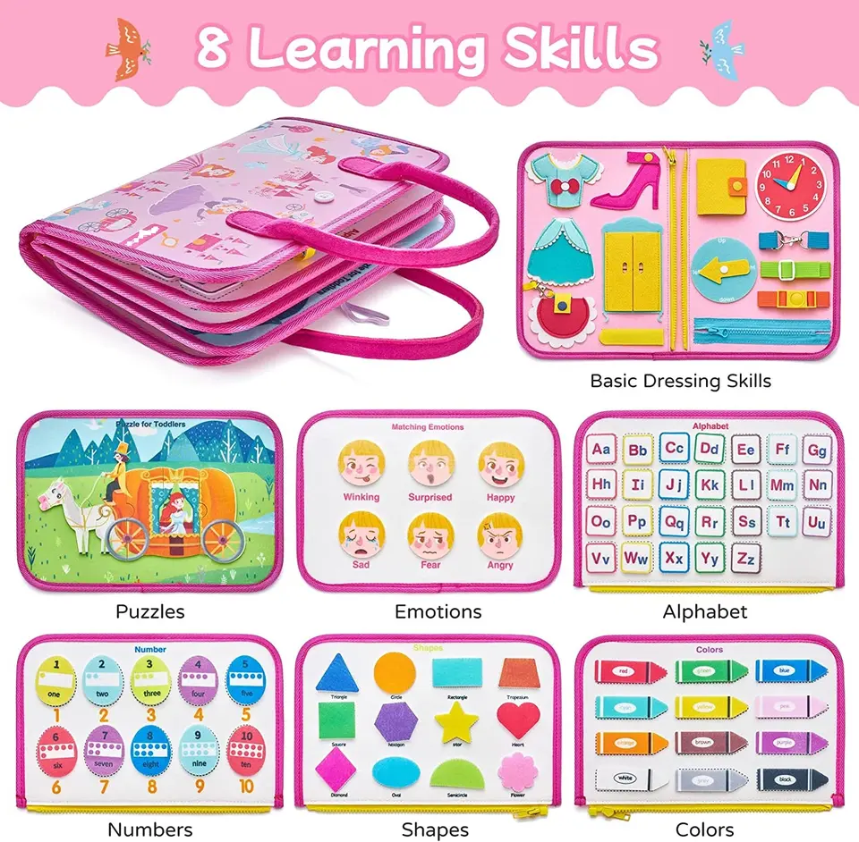 Montessori Busy Book – Princess Theme – Preschool Learning & Travel Toy