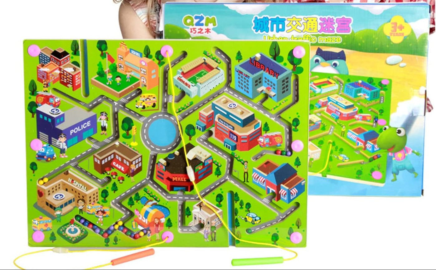Kids Magnetic Maze Puzzle - City Traffic Learning Toy