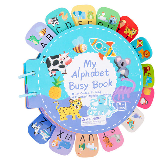 Alphabet Learning Busy Book for Toddlers – Montessori-Inspired Quiet Book, Preschool Activity & Travel Toy