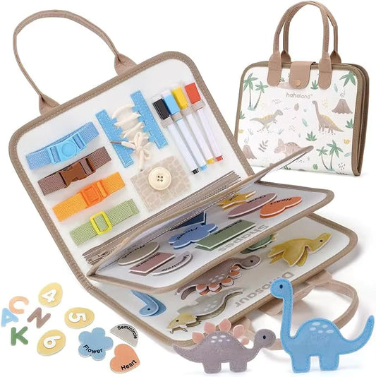 Dinosaur Busy Book for Kids – Montessori Learning Activity Book | Educational Toddler Toy | Fine Motor Skills & Early Learning