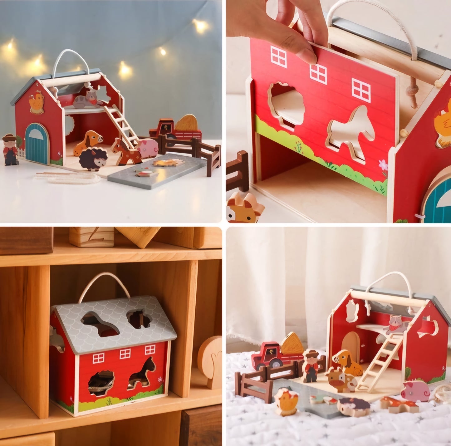Old MacDonald's Farm Wooden Play Set & Animal Puzzle Toy for Toddlers
