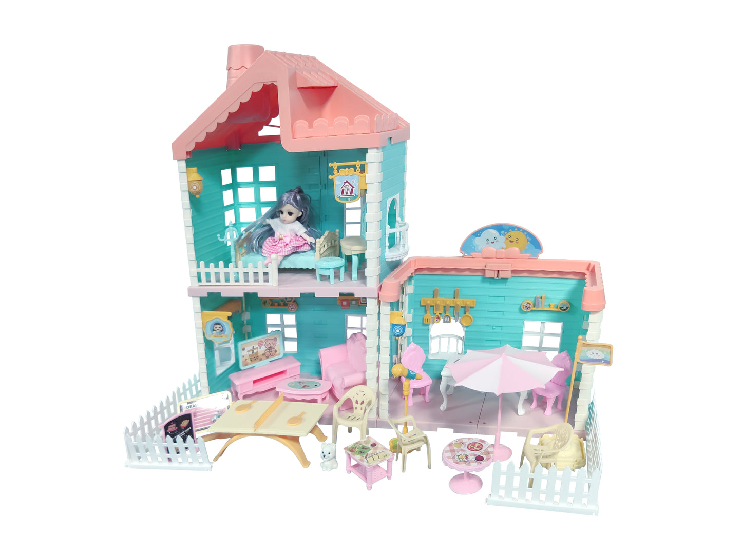 DIY Doll House Cottage – 4-Room Playset for Kids, Ages 3+
