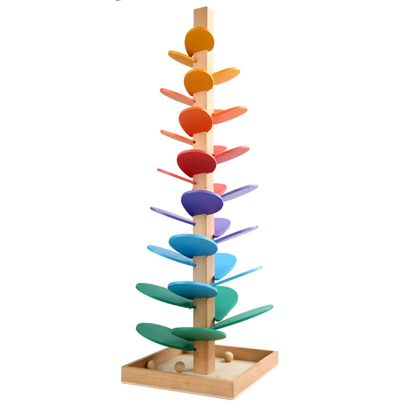 Wooden Montessori Rainbow Tree Ball Run | Educational Toy for Toddlers &amp; Kids